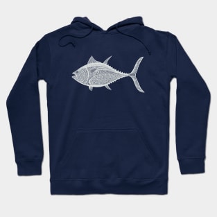 Bluefin Tuna Ink Art - cool fish design - on navy blue Hoodie